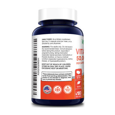 NusaPure Vitamin D3 50,000 IU 180 Veggie Capsules (Non-GMO & Gluten-Free)