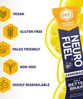 Natural Stacks NeuroFuel Lemonade Energy Powder Drink Nootropic Supplement Patented Formula Brain Booster Supplement for Focus Memory Clarity Energy 4.7g Drink Powder Sticks Pack of 20