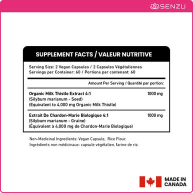 Certified Organic Milk Thistle Liver Support and Health Liver Protectant Relieve Digestive Disturbances Non-GMO (120 capsules) | Made in Canada