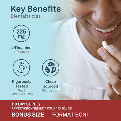 Organika L-Theanine Bonus Size 110 Vcaps-Relaxation Promotion, Stress Support, Pure Natural Source