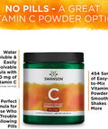 Swanson Vitamin C Powder 100% Pure Ascorbic Acid Immune System Support Skin Health Cardiovascular Health Antioxidant Supplement 1000 mg (per Serving) 1 lb. 454 g (3 Pack)