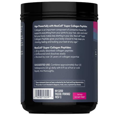 Neocell Super Collagen Peptides Powder 30 Servings Unflavored Types I & Iii Grass Fed Bovine Supplement Hair Skin & Nails For Women And Men