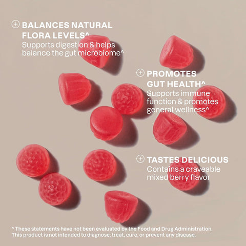 Cliganic Probiotics Gummies For Women & Men Promotes Digestive Gut Health (5 Billion Cfu 60-Day Supply) - Gluten- Kosher Vegan Non-Gmo Microbiome Balance Berry Flavor