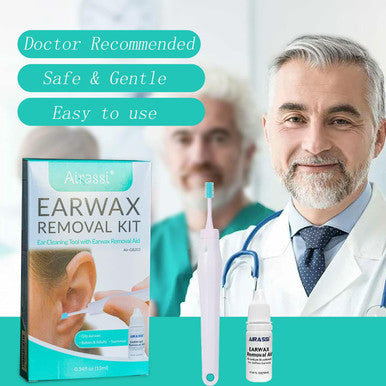 Ear wax Remover - Soft & Gentle Ear Cleaning Tool With Natural Ear wax Removal Aid & 8 Replacement Heads Included - Reusable Micro-Bristle and Silicone Q-grip Heads, Safe For Adults and Kids