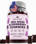 Trueseamoss Sea Moss Gummies With Elderberry Burdock Root & Bladderwrack For Adults & Kids 4 Fruity Flavor 60 Gummies