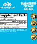 NaturaLife Labs Magnesium Citrate 400 mg 120 Tablets
