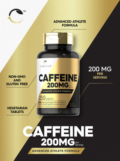 Carlyle Caffeine Pills 200Mg | 250 Tablets | Advanced Athlete Formula | Vegetarian, Non-Gmo & Gluten Free Supplement