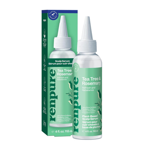 RENPURE Plant Based* Apple Cider Vinegar Scalp Serum for Dull Hair, 4oz | ACV rinse with Aloe detoxifies, loosens buildup and oil, soothes, leaving scalp feeling fresh and dull strands shiny daily