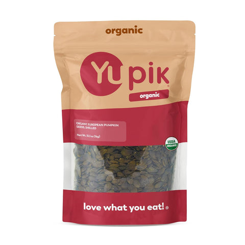Yupik Organic European Pumpkin Seeds, No Shell, 2.2 lb (35.2 oz), Gluten-Free, Non-GMO, Kosher, Vegan, Raw Pepitas, Unsalted, Unroasted, Plant-Based Protein, Healthy Snacks, For Baking & Topping