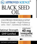 Approved Science Black Seed Oil Cold Pressed Nigella Sativa Standardized to 2 Thymoquinone 180 Softgels Boost Immune Respiratory and Digestive Systems