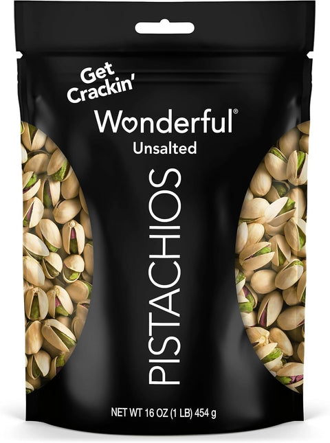 Wonderful Pistachios In Shell, Lightly Salted Nuts, 16 Ounce Resealable Bag | Protein Snacks, Gluten Free, Healthy Food, Work, School, Office Snacks, Airplane Travel Snacks