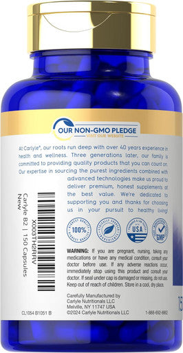 Carlyle Vitamin B-2 | Riboflavin | 200mg | 150 Count | Vegetarian Non-GMO & Gluten Essential Supplement
