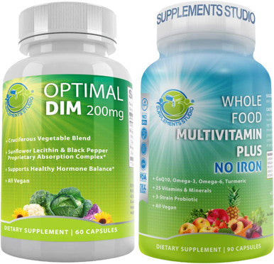 Optimal Dim Diindolylmethane Plus Supplement 200Mg For Hormonal And Estrogen Balance Vegan Multivitamin Plus For Men Women No Iron For Optimum Nutrition With Complete Multi System Support