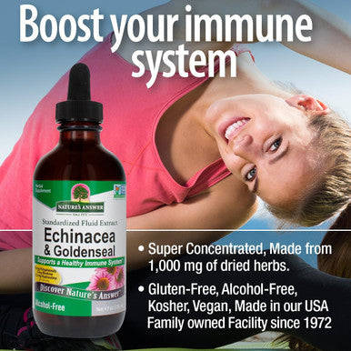Nature'S Answer Echinacea and Goldenseal | Supports Immune System | Non-GMO Alcohol- Gluten- & Kosher 4oz Extract | Single Count