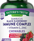 Elderberry Immune Support | 60 Chewable Tablets | with Vitamin C and Zinc | Non GMO and Gluten Complex | Mixed Berry Flavor | by Nature's Truth