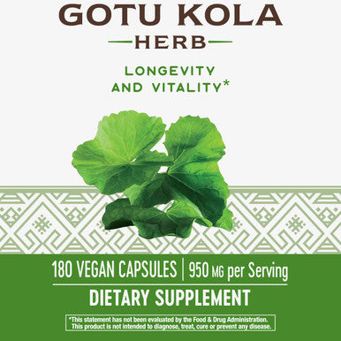 Nature'S Way Premium Herbal Gotu Kola Herb 950 Mg Per Serving 180 Vcaps