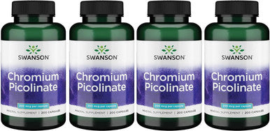 Swanson Chromium Picolinate - Natural Supplement - (200 Capsules 200mcg Each) (4 Pack)