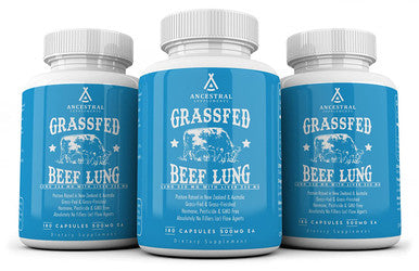 Ancestral Supplements Beef Lung (with Liver) Supports Lung, Respiratory, Vascular, Circulatory Health (180 Capsules)