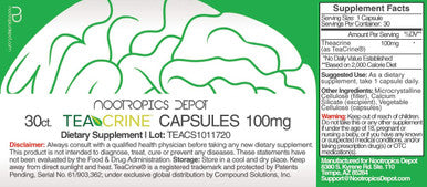 TeaCrine Capsules 100mg 30 Count Theacrine Supplement Coffee Alternative Boost Mood Energy Support Healthy Metabolism Pre Workout Supplement