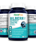Bilberry Extract 2500mg 200 Vegetarian caps (Non-GMO & )