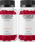 Codeage Vitamin D3 Gummy Vitamins Vitamin D3 5000 IU Gummies Cholecalciferol 125 mcg Soft Pectin-Based Animal Gelatin- Gummy Gummies Vitamins Tasty Strawberry Non-GMO - 2-Pack