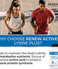 Renew Actives Maximum Strength L-Lysine 1000Mg Capsules W. Zinc & Vitamin C (Rare) - Collagen For Hair, Skin & Nails - Easy To Swallow & Vegan - Made In Canada