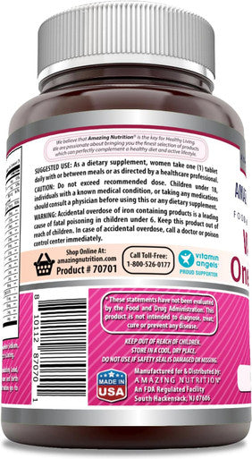 Amazing Nutrition Formulas Women's Multivitamin Supplement | 75 Tablets | Non-GMO | Gluten- | Made in USA