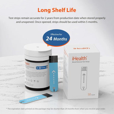 iHealth Blood Glucose Test Strips 50 Count Lancets for Diabetes Management 50 Count Compatible with iHealth Blood Glucose Monitor Only