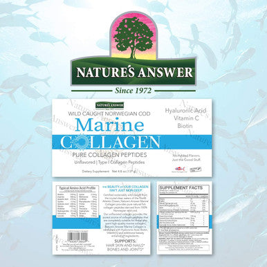 Nature'S Answer Marine Collagen Liquid | Wild Caught Norweigen Cod | Pure Collagen Peptides with Hyaluronic Acid & Biotin | Supports Healthy Hair Skin Nails Bones & Joints | Gluten- 4.8oz