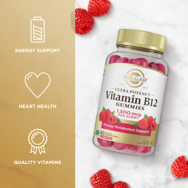 Solgar Methyl B12 Gummies For Adults 1 500Mcg Ultra Potency Vitamin For Energy & Metabolism Support Raspberry Flavor Vegan & Gluten Free Gummy For Women & Men 2 Month Supply 60 Servings 2G Sugar