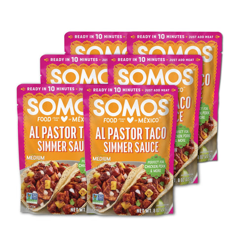 SOMOS Variety Simmer Sauce - 1 Taco Pouch + 1 Pastor Pouch + 1 Fajita Pouchs - Gluten Free - Plant Based - Non-GMO - All Natural - Perfect for Steak, Chicken, & More - 8oz (3 Pack)