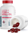 Bronson Omega-3 Fish + Krill Oil 1000 Mg Epa Dha Astaxanthin Premium Blend - Joint, Brain & Eye Health - Non Gmo, Heavy Metal Tested, 120 Softgels