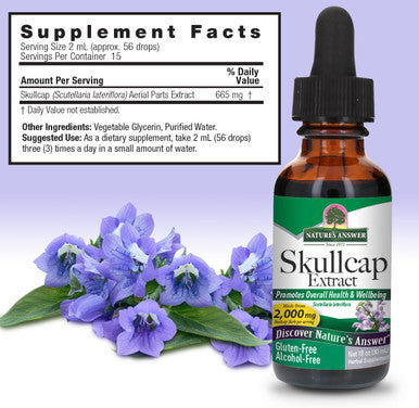 Nature'S Answer Alcohol- Skullcap Herb Extract Supplement 1-Fluid Ounce Liquid | Natural Calming Supplement | Nervous System Support