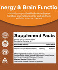 Chewable Vitamin B12 1000 Mcg - Methylated B12 Vegan Vitamin For Brain Support Natural Energy - Bone Health Eye Care And Mood Boost With Hair Skin And Nails Halal Vitamins