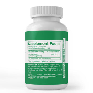 PURE ORIGINAL INGREDIENTS Kelp Extract, (100 Capsules), Pure, No Additives Or Fillers, Lab Verified
