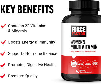 Force Factor Women s Multivitamin Multivitamin for Women to Support Hormone Balance Energy Immunity and Gut Health with 20 Vitamins & Minerals Ashwagandha Chasteberry and More 60 Tablets