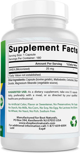 Best Naturals Micronized Dhea 25 Mg 180 Capsules