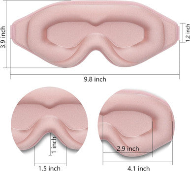 Dec.Metu Sleep Mask 3D Eye Mask For Sleeping 100% Light Blocking Eye Covers With Adjustable Strap Night Blindfold For Women Memory Foam Pink