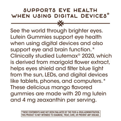 Nature'S Way Lutein Gummies With Zeaxanthin, Eye Health And Brain Function Supplement*, Mango Flavored, 60 Count
