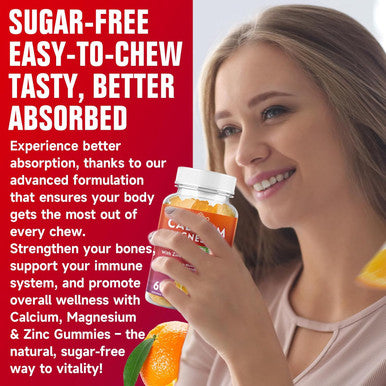 Calcium Gummies 1000Mg With Vitamin D3 K2 & B Complex, Potassium, Calcium Magnesium Zinc Gummies For Bone, Muscle, Mood And Immunity - Orange Flavor 60 Gummies