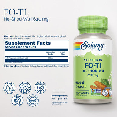 Fo-Ti 610mg Solaray 100 Caps (2 Pack)