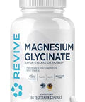 Revive Pure Magnesium Glycinate Capsules 200mg MD High Absorption Supplement for Relaxation and Stress Relief Organic Memory and Sleep Support Pills for Strong Bones Normal Nerve and Muscle Function