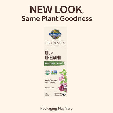 Garden of Life Organics Oil Of Oregano Seasonal Drops 1Fl Oz (30 Ml) Liquid Concentrated Plant Based Immune Support - Alcohol-Free Organic Non-Gmo Vegan & Gluten Free Herbal Supplements