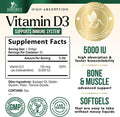 Nature'S Nutrition Vitamin D3 Supplement 5000iu (125 mcg) - High Potency Vitamin D Dietary Supplement for Bone Teeth Muscle and Immune Health Support - Rapid Absorption D3 Softgel Non-GMO Gluten - 60 Softgels