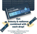 Weightworld Marine Collagen Liquid | 30ml x 14 Liquid Sachets | 5000mg Hydrolysed Liquid Collagen Sachets | with Vitamin C & Hyaluronic Acid | Type 1 Collagen | Tasty Liquid Collagen Supplements for Women & Men