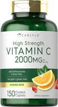 Carlyle Vitamin C 2000Mg With Rose Hips 150 Caplets Vegetarian, Non-Gmo, Gluten Supplement