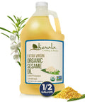 Kevala Organic Extra Virgin Sesame Oil 64 fl oz 1/2 Gal Sesame Seed Organic Cooking Oil Cold Pressed Unrefined