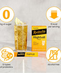 Teazen Highball Flavored Cocktail Mixers Mocktail Drink Mixers Electrolyte & Hydration Drink Mix Sugar Low Calorie Prebiotics 10 Sticks 1.76oz