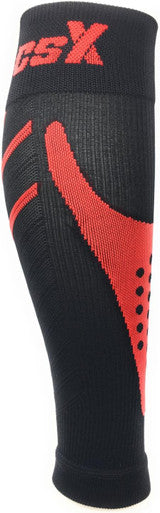 Csx, 15-20 Mmhg Compression Sleeve for Men and Women, Leg Calf Support, Athletic Sport Fit, 1 Count, Red On Black