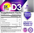 Nature'S Nutrition Vitamin D3 Gummy Vitamins Extra Strength 5000 IU (125 mcg) High Potency Vita D Gummies Dietary Supplement - Bone Teeth Muscle & Immune Support Nature's Vitamin D Supplement Non-GMO - 120 Gummies